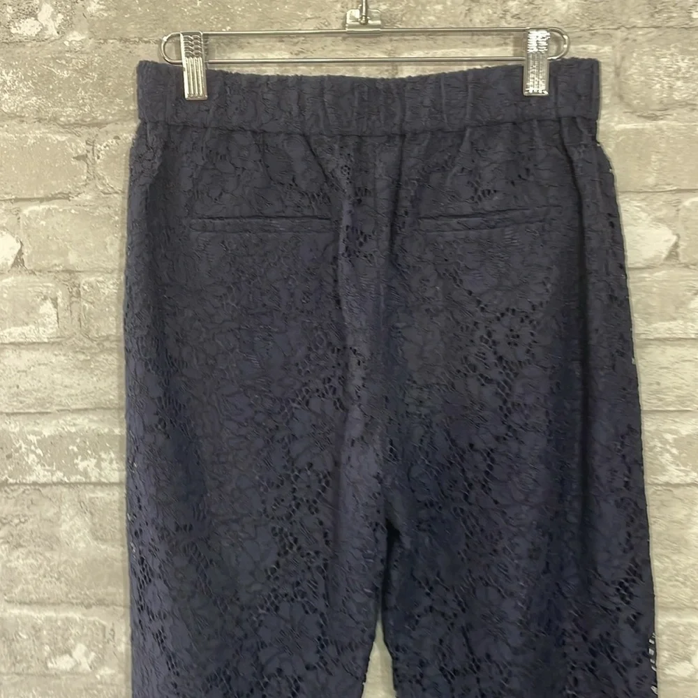 J.Crew Navy Lace Elastic Waist Pull On Easy Ankle Pant